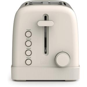 bella 2 Slice Toaster, 6 Setting Shade Control w Reheat, Cancel, Bagel & Defrost Buttons, Removable Crumb Tray, Anti Jam & Auto Shutoff, Auto Centering Guides & Cord Wrap, 900 Watt, Oatmilk