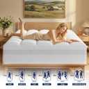 Dual Layer 4 Inch Memory Foam Mattress Topper Queen, 2 Inch Cooling Gel Memory Foam and 2 Inch Washable Pillow Top Mattress Pad Cover, 8-24 Inch Deep Pocket, Medium Firm for Back Hip Pain
