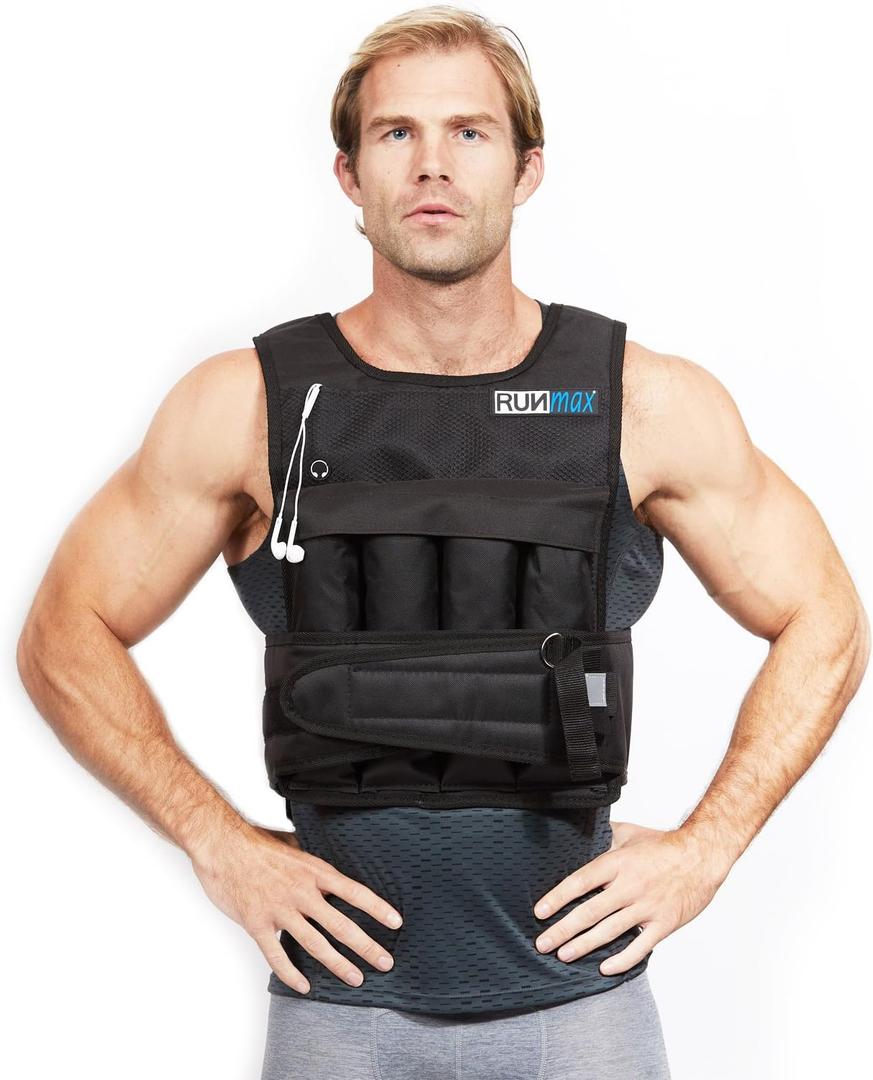 RUNmax 20LBS Adjustable Weighted Vest Wtih Shoulder Pads Option for Men and Women