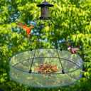 24 Inch Large Bird Seed Catcher Tray for Hanging Bird Feeder Platform, Birds Feeder Trays with Adjustable Hanging Hoop for Outdoor Garden Lawn