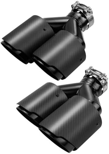 LCGP 2 Pack Carbon Fiber Exhaust Tip 2.5" Inlet to Dual 3.5" Outlet 9.8" Long Black Stainless Steel Y Pipe Tailpipe tip