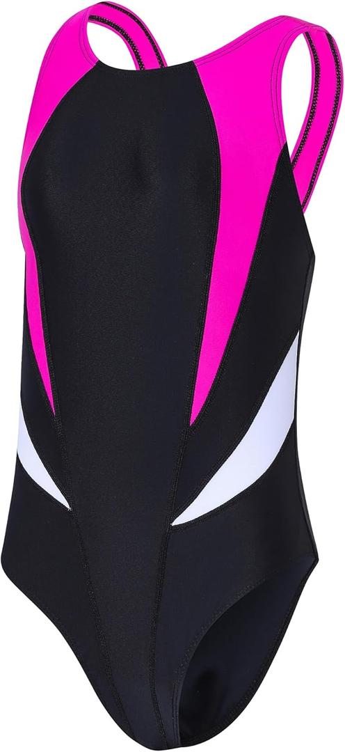 J.E Sterguard Girls' One Piece Swimsuit A Pack of 2 Girls Bathing Suits, Competition Girl Swimsuits Size 6-16 Years