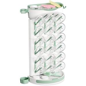 Momcozy DIY Larger Bottle Drying Rack for 18 Bottles, Space Saving Countertop Vertical Rack with Brushes Holder, Detachable Travel Bottle Rack for Baby Accessories & Pump Parts .Without 1 hook