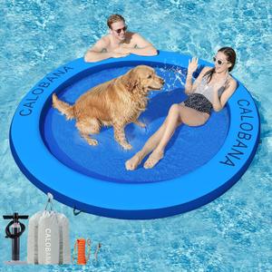 CALOBANA Water Hammock Inflatable Round Floating Ring, Lake Floats Raft Island Inflatable Dock Platform for Adults Pool River Beach Party
