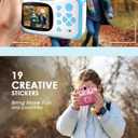 Instant Printing Camera for Kids with Color Pens- Kids Selfie Camera. Image and Video Recorder, 12MP Photo Shooting, 180-Degree Rotating Feature. Gift for Ages 5, 6, 7, 8, 9, 10 (Blue)