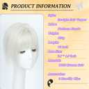 Hair Toppers For Women Real Human Hair Short Length 10 Inches Topper For Slightly Loss And Covering Gray 7 * 11 French Style Bangs Platinum Blonde Color For Adding Volume