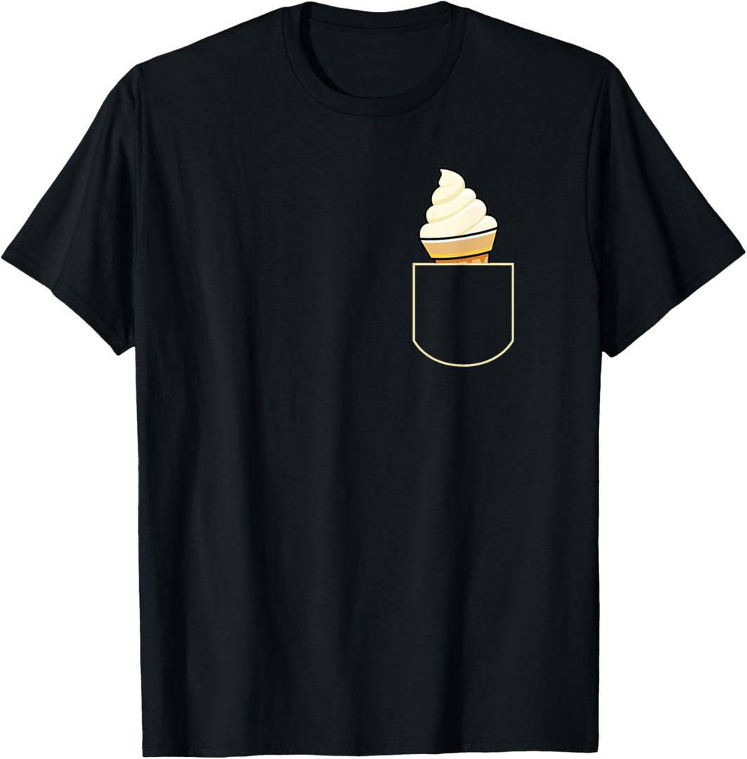 Funny Ice Cream in the Bag Gift Ice Bag Pocket T-Shirt (L, Black)