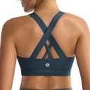 RUNNING GIRL Sports Bra for Women, Criss-Cross Back Padded Strappy Sports Bras Medium Support Yoga Bra with Removable Cups M
