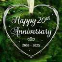 BSQUIELE Happy 20th Anniversary Ornament 2025-20th Wedding - 20th Anniversary Day Gift Idea for Couple - Christmas, Birthday Gift for Husband, Wife - 20 Year of Marriage Glass Ornament (1-fba)