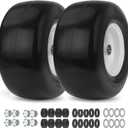 GICOOL 2 Pack, 13x6.50-6 Flat Free Lawn Mower Tire and Wheel, with 3/4" & 5/8" Bearing, 4"-6.5" Centered Hub, Smooth Tread Zero Turn Mower Front Tire Assembly, for Lawnmower Garden Tractor
