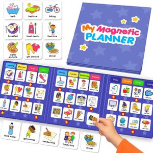 QUOKKA Magnetic Chore Chart for Kids with 72 Routine Magnets & Star Rewards - Foldable Visual Daily Responsibility Schedule and Behavior Chart for Kids - Help Kids Build Good Habits and Independence (6. Book)