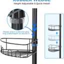 Corner Shower Caddy Tension Pole4 Tier Adjustable Bathroom Organizer ShelvesInside Shower Storage With Hidden Hook & Towel Holder,63.7-119 Inch No-Drill Quick Installation Shower Rack, Black