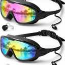 Swim Goggles 2 Pack, Wide View Anti Fog&UV Swimming Goggles for Audlt, No Leak Pool Beach Essentials for Men Women (Black)