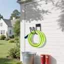 Metal Garden Hose Holder, Wall Mounted Water Hose Hanger, Solid Hose Hook for Garden Garage Water Hose/ Extension Cords/ Vacuum Lines (Black)