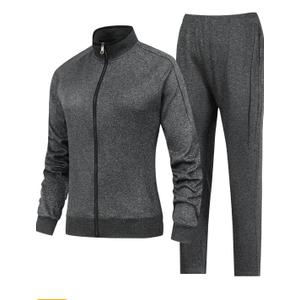 Women's 2 Pieces Athletic Tracksuit Full-Zip Workout Sweatsuit with Active Jackets and Pants, Size Small