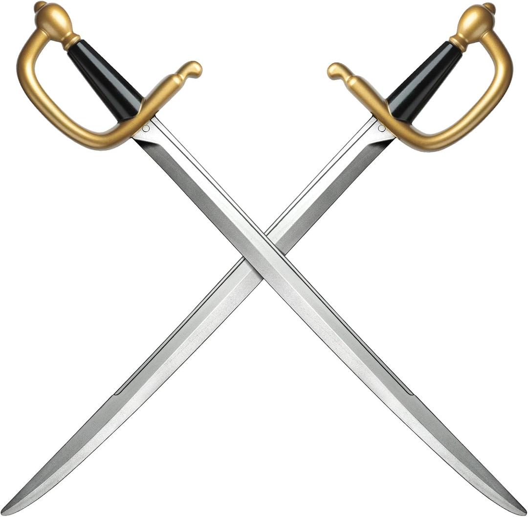quescu 2pcs Pirate Swords,31" Plastics Toy Sword,Medieval Pirate Costume Accessory for Halloween Cosplay LARP,Props,Role-Play