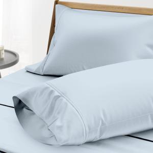 THREAD SPREAD 100% Egyptian Cotton Pillow Cases - 1000 Thread Count Pillow Cases Queen/Standard Size Set of 2, Soft & Breathable Extra Long Staple Sateen Cotton Pillow Covers for Bed - Light Blue