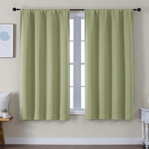 Simplebrand Ava Sage Green Blackout Curtains for Bedroom 63 Inch Length 2 Panels Set, Solid Thermal Insulated Privacy Living Room Window Treatment Curtains Blackout Drapes, W50 x L63 Inch