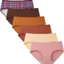 INNERSY Womens Underwear Cotton Hipster Panties Regular & Plus Size 6-Pack (Large, Retro Plaid)