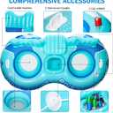 Pcs Inflatable River Tube Float, 2 Person Heavy Duty Pool Float with Built in Cooler, Ergonomic Backrest and Cup Holders for Adults, Lake Water Tubes for Floating Summer Relaxation, 90 x 49"