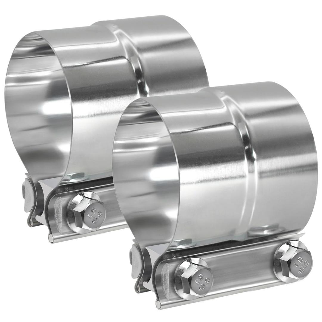 Exhaust Clamp, 2.5 inch Exhaust Clamps, Muffler Clamp 304 Stainless Steel, Exhaust Band Clamps for 2.5" OD to 2.5" ID Pipes(2pcs).
