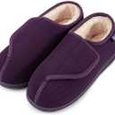 LongBay Womens House Slippers with Warm Furry Winter Diabetic Shoes Wide Width Non Slip for Elderly Orthopedic Neuropathy Indoor Outdoor 11
