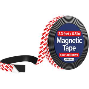 X-bet MAGNET Magnetic Tape Strip with Adhesive Backing - 1/2 Inch x 3.3 Feet - Magnetic Tape Roll for Craft and DIY Projects - Sticky Magnets for Refrigerator Whiteboard Dry Erase Board