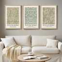 Framed William Morris Canvas Wall Art for Living Room, 3 Piece Large Vintage Sage Green Artwork for Walls Nature Floral Botanical Picture Prints for Bedroom, Hallway, Home Office Wall Decor, 16x24, 16"W x 24" H x 3Pcs