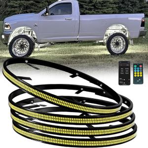 Ultra-Bright 4PCS 15.5" Double Row Pure White Wheel Lights for Truck Car,APP & RF Remote Control Wheel Weel Ring Rim Lighting kit with Strobe Blink Modes,Waterproof IP68,12V,2400 LEDs Ultra-Bright 4PCS 15.5" Double Row Pure White Wheel Lights for Truck Car,APP & RF Remote Control Wheel Weel Ring Rim Lighting kit with Strobe Blink Modes,Waterproof IP68,12V,2400 LEDs