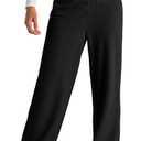 EVALESS Womens High Waist Button Stretchy Work Pants Straight Leg Office Dress Pant Business Casual Trousers with Pocket (Medium, 01 Black)