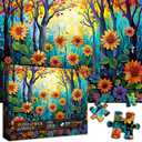 Sunflower Puzzles for Adults 1000 Pieces, Nature Spring Floral Garden Plant Jigsaw Puzzle Trees, Flowers Forest Sunset Themed, Challenge for Adults