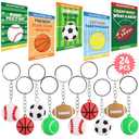 POATROZON 24 PackValentines Day Gifts for Kids Keychains with Valentine Gifts Cards for Boys Girls Classroom Exchange Stress Ball Sports