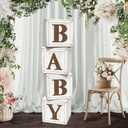 Baby Shower Boxes for Gender Reveal Party Gender Neutral Baby Shower Centerpiece Decor,Wood Grain Boxes with Baby Letters,Baby Shower Supplies, Gender Reveal Backdrop (White)