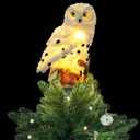 VitalCozy Owl Christmas Tree Topper Battery Powered Resin Magical Figurine Animal Xmas Tree Toppers Wizard Owl Christmas Decorations Vintage Magic Xmas Topper Ornaments for Winter Home Party Supplies