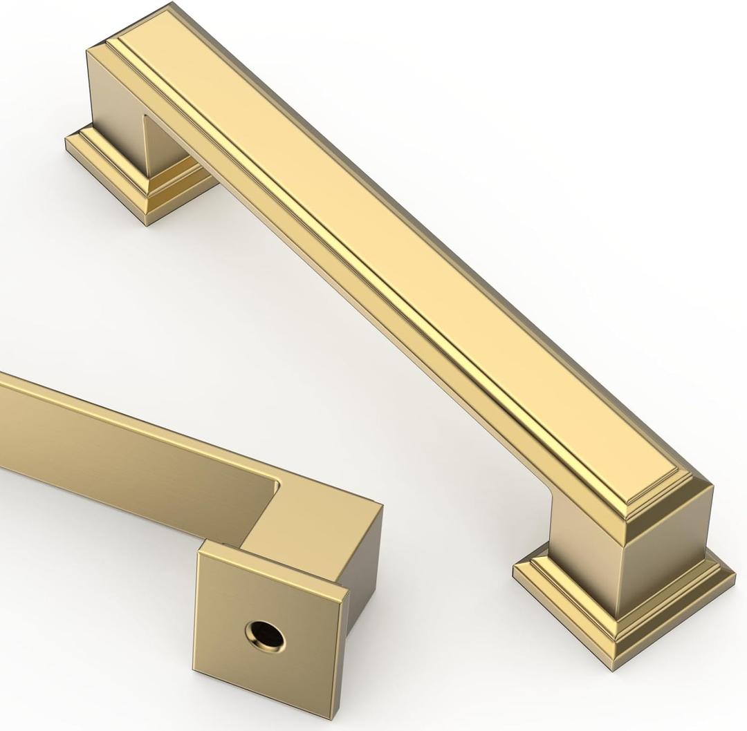 Asidrama 10 Pack 3.75 Inch(96mm) Brushed Brass Cabinet pulls Kitchen Cabinet Handles, Cabinet Pulls Kitchen Cabinet Hardware for Cupboard Drawer Pulls 2044