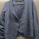 Happy Sailed Womens Cropped Tweed Blazers Casual Long Sleeve Double Breasted Open Front Blazer Jackets Work Suits (Medium, Dark Blue)