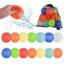 TBWIND 12PCS Reusable Water Balloons for Kids – Upgrade Quick Fill Refillable Water Balloon with Mesh Bag, Silicone Summer Pool Water Toys for Boys & Girls Ages 3-12, Outdoor Beach Party Game Supplies
