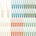 Honeydak 60 Pack Multi-Purpose Laundry Hooks Hanging Clips Bulk with Plastic Rope Hanger Clips for Baby Clothes Closet Organizer for Pants Hat Sock Boot Bra Towel Bathroom Wardrobe (Classic Colors)