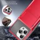 3 x TOPAUX for iPhone 16 Pro Wallet Case 5 Credit Card Holder Flip Cover Secure Back Pocket ID Slot Compartment Dual Layer Shockproof Bumper Anti-Scratch Protective Hard Shell for iPhone 16 Pro Red Black