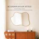 Irregular Wall Mirror Brass Wave Shaped Metal Framed Wall Mirror for Bathroom Bedroom Entryway Living Room Wall Decor 34" L x 25.5" W 2302G