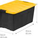 IRIS USA 72 Qt Stackable Plastic Storage Bins with Lids, 6 Pack - BPA-Free, Made in USA - Garage Organizing Solution, Latches, Durable Nestable Containers, Secure Pull Handle - Black/Yellow