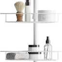 Zenna Home Tension Pole Shower Caddy Corner Organizer, Adjustable Standing Shower Caddy with 4 Baskets and Built in Towel Bar, Rust Resistant Bathroom Tension Rod Organizer, 60 to 97 Inch, White