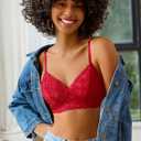 Avidlove Lace Bra Sexy Bralettes Womens Wireless Balconette Bras Half Cups Double-Layered Soft (XL)