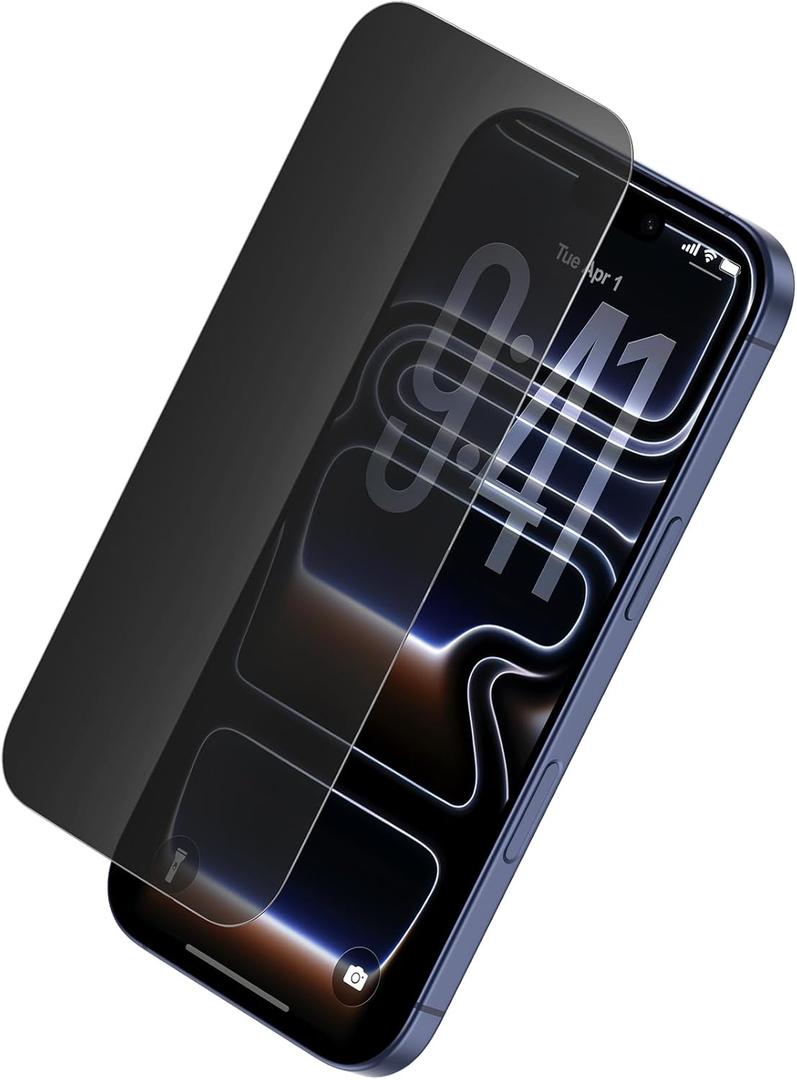 Belkin ScreenForce InvisiGlass Privacy Screen Protector for iPhone 17 Pro Max, Scratch-Resistant Impact Protection w/Included Easy Align Tray for Bubble Free Application - Made with Recycled Glass