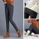 SIAEAMRG Winter Sherpa Fleece Lined Leggings for Women,High Waist Stretchy Thick Cashmere Leggings (Gray, L)