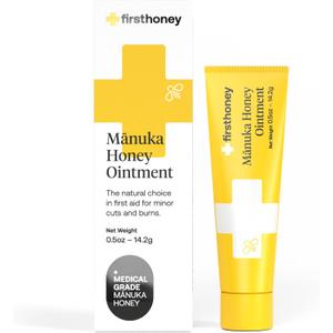 2 x First Honey Wound Healing Ointment 0.5 oz | 100% Active Leptospermum | Fast Relief & Skin Repair | Manuka Honey from New Zealand Antibiotic Free Burn Care, Scar Gel, Dressing Aid