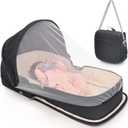 YVMVDV Portable Travel Bassinet for 0-8M Baby, Portable Travel Baby Bed, Cosleeping Baby Bed with Mosquito Net, Lightweight and Foldable