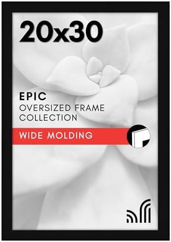 Americanflat 20x30 Poster Frame with Polished Plexiglass - Black Picture Frame - Wide Photo Frames Made of Engineered Wood for Vertical or Horizontal Wall Display - Epic Collection - Black