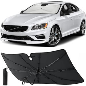 EcoNour Umbrella Windshield Sun Shade for Car | Foldable Umbrella Sun Shield | UV & Heat Protection for Front Window Shade with Storage Pouch | Fits Coupe, Sedan & Hatchbacks | Small 52"x31"