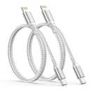 2FT USB C to Lightning Cable, iPhone Charger Cable 2 Pack MFi Certified Nylon Braided Fast Charging Type C to Lightning Cord for iPhone 14/13/12/11 Pro Max XR XS 8 Plus SE iPad(Gray)